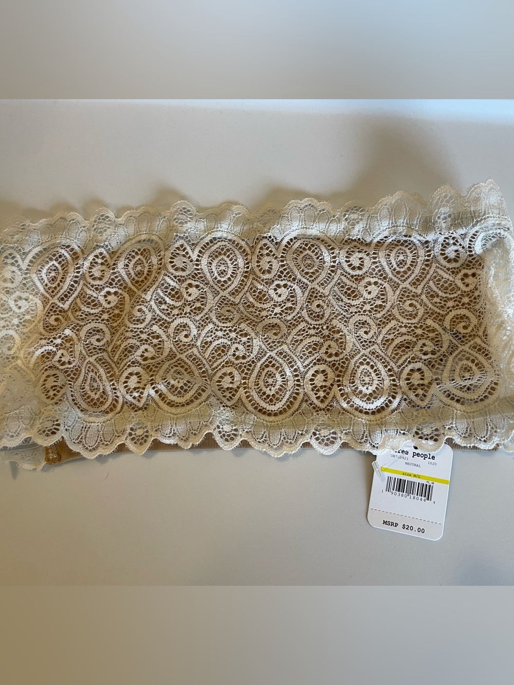 Free People Intimately Cream Lace Scalloped Trim Tube Top Bra M/L NEW